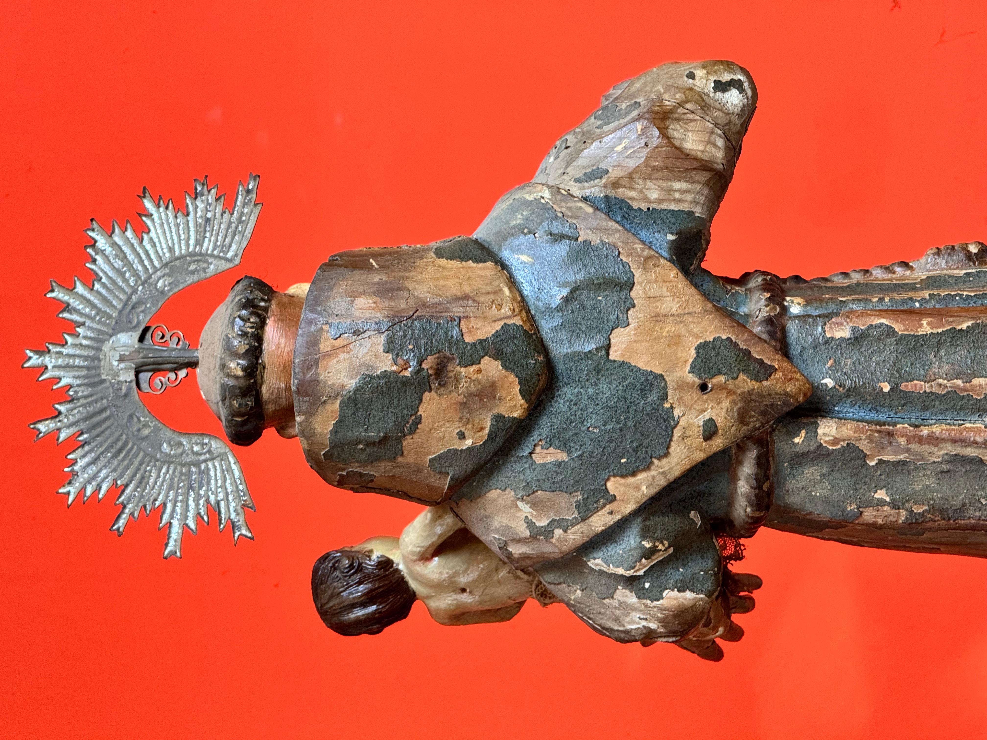 Fatto a mano Sant'Antonio da Padova con il Bambino, Scuola ispano-coloniale, XVII secolo in vendita