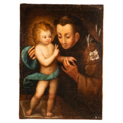 San Antonio de Padua con el Niño Jesús. Óleo sobre lienzo. Spanish School, 18t