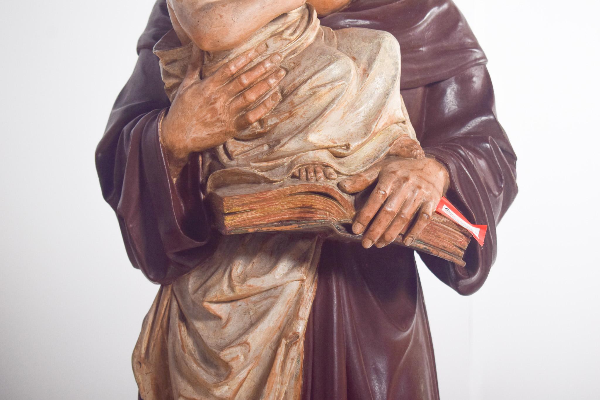 Rococò Sant'Antonio con il Bambino Scultura in ceramica in vendita