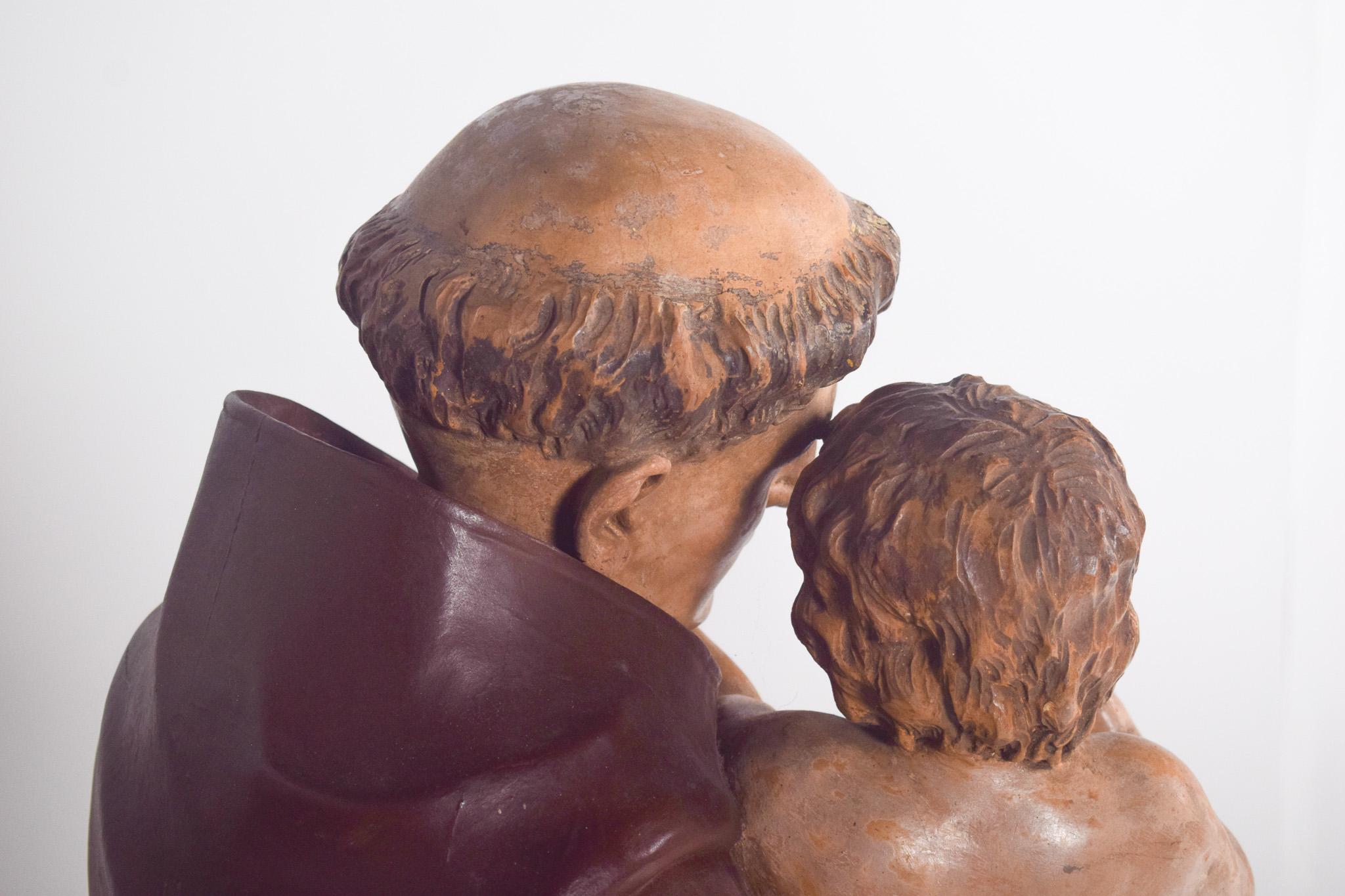 XIX secolo Sant'Antonio con il Bambino Scultura in ceramica in vendita