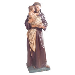 Sculpture en céramique Saint Antoine avec l'enfant