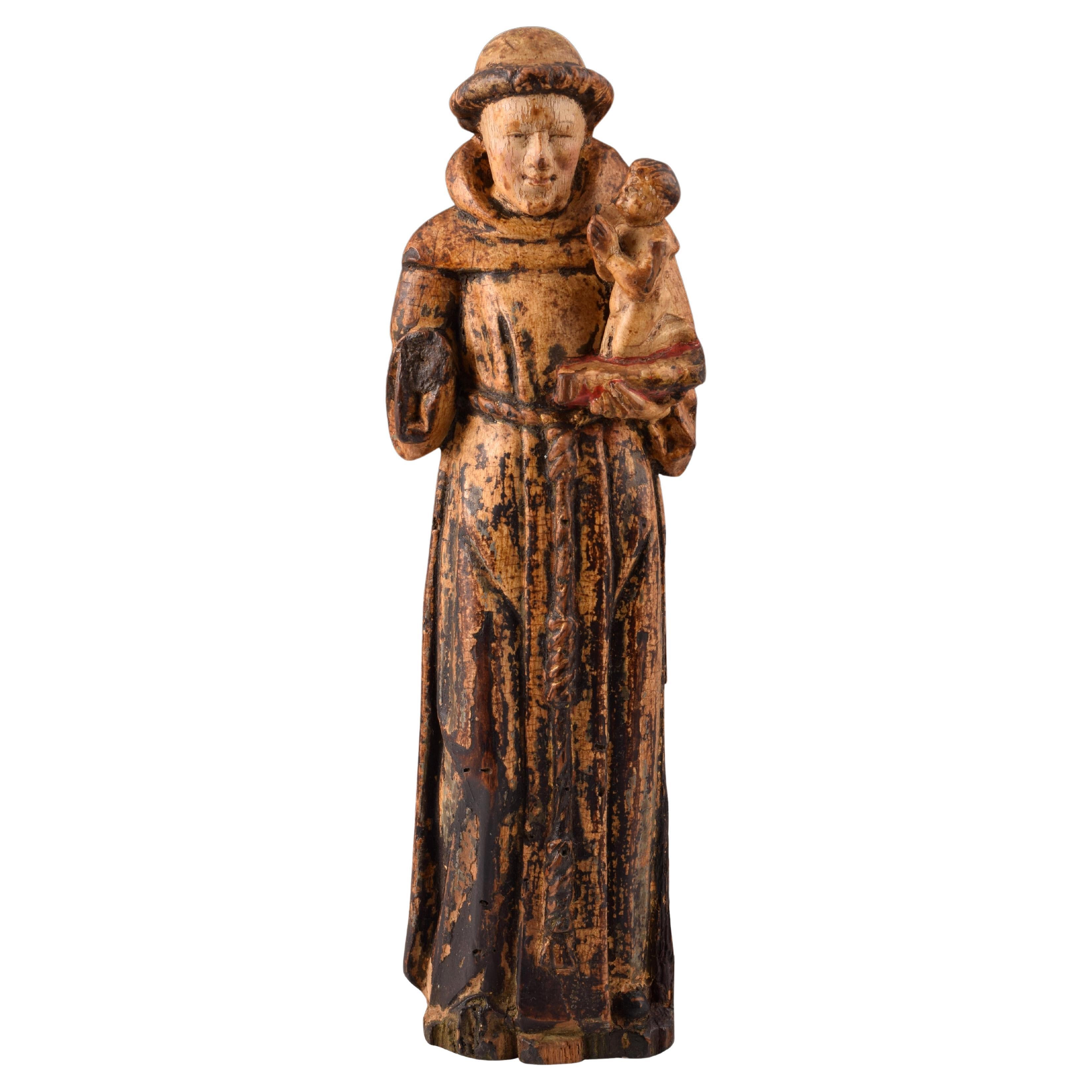 Saint Anthony with the Child Jesus, Wood, Mechelen School, 16th Century