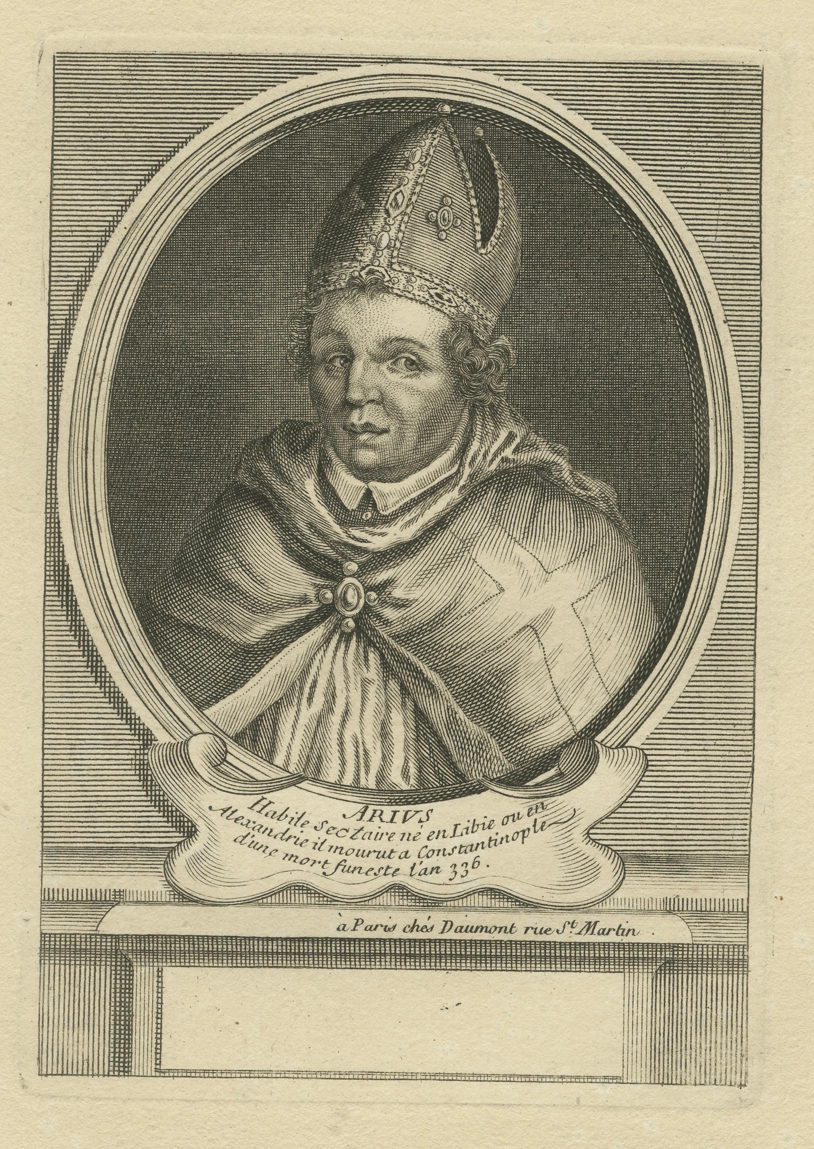 Français Saint Arno, évêque de Metz - Gravure religieuse française, vers 1670 en vente