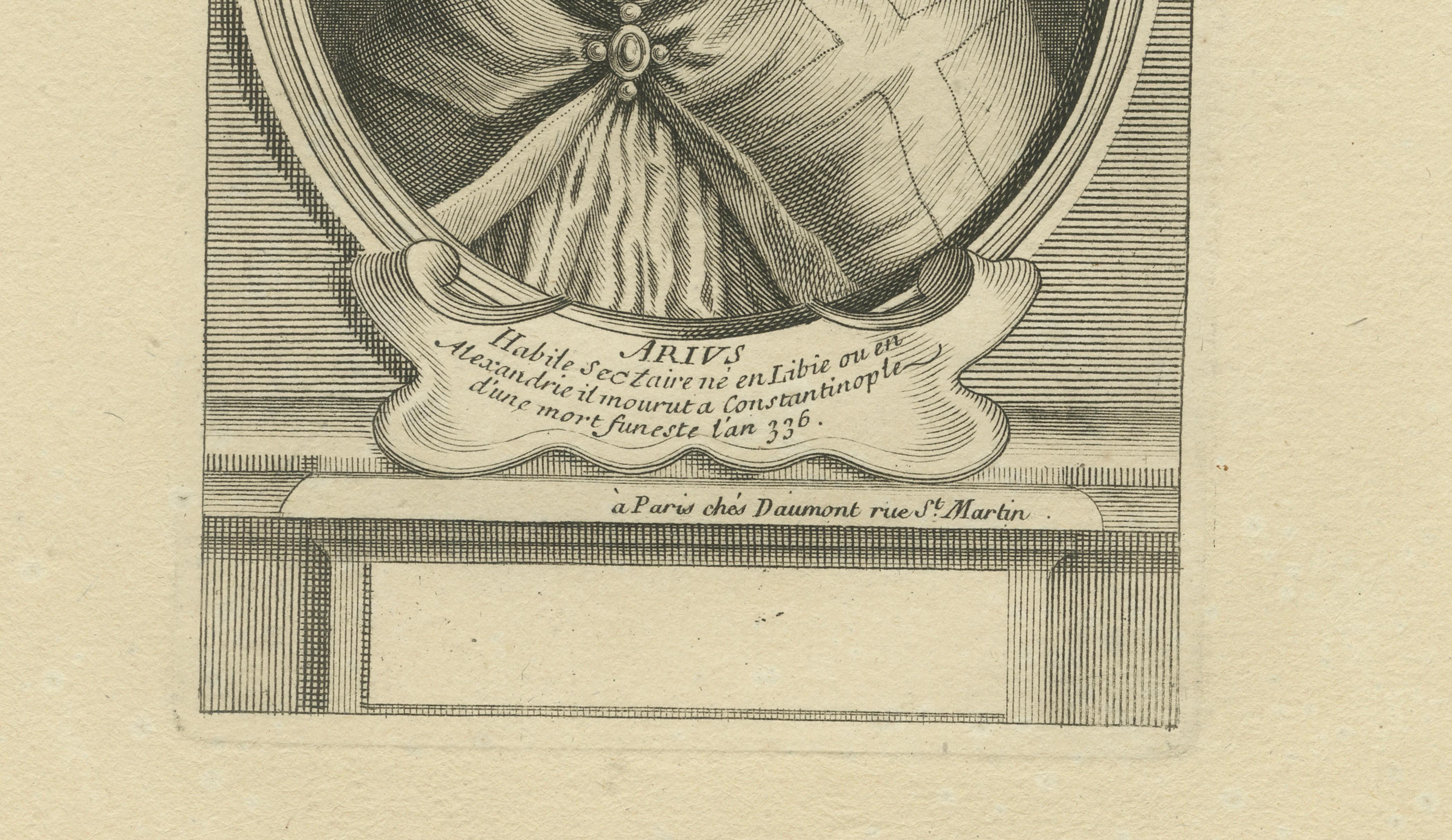 Saint Arno, évêque de Metz - Gravure religieuse française, vers 1670 Bon état - En vente à Langweer, NL