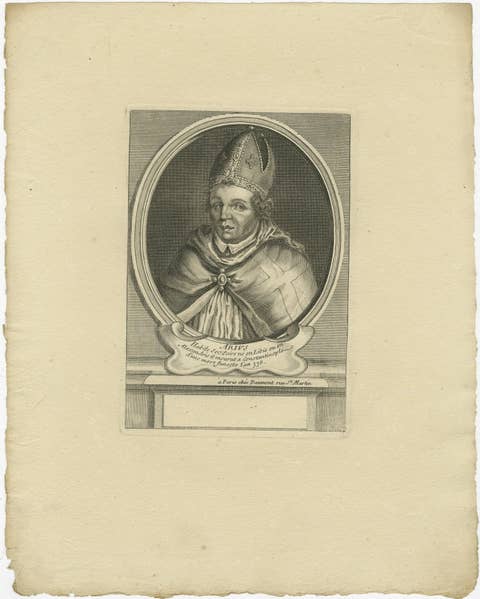 Saint Arno, Bishop of Metz – French Religious Engraving, circa 1670