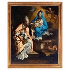 Saint Augustine with Mary and the Child Jesus, Italian School 17th Century