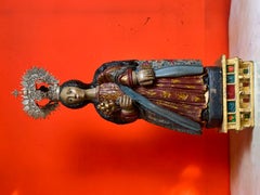 Saint Barbara in carved wood, Renaissance structure (16th-17th century) with lat