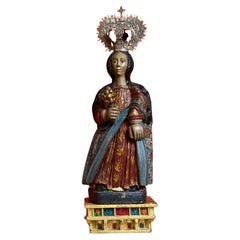 Santa Barbara in legno intagliato, struttura rinascimentale (XVI-XVII sec.) con targa