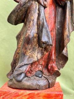 Saint Barbara, polychrome wood carving, 18th century, 50 cm