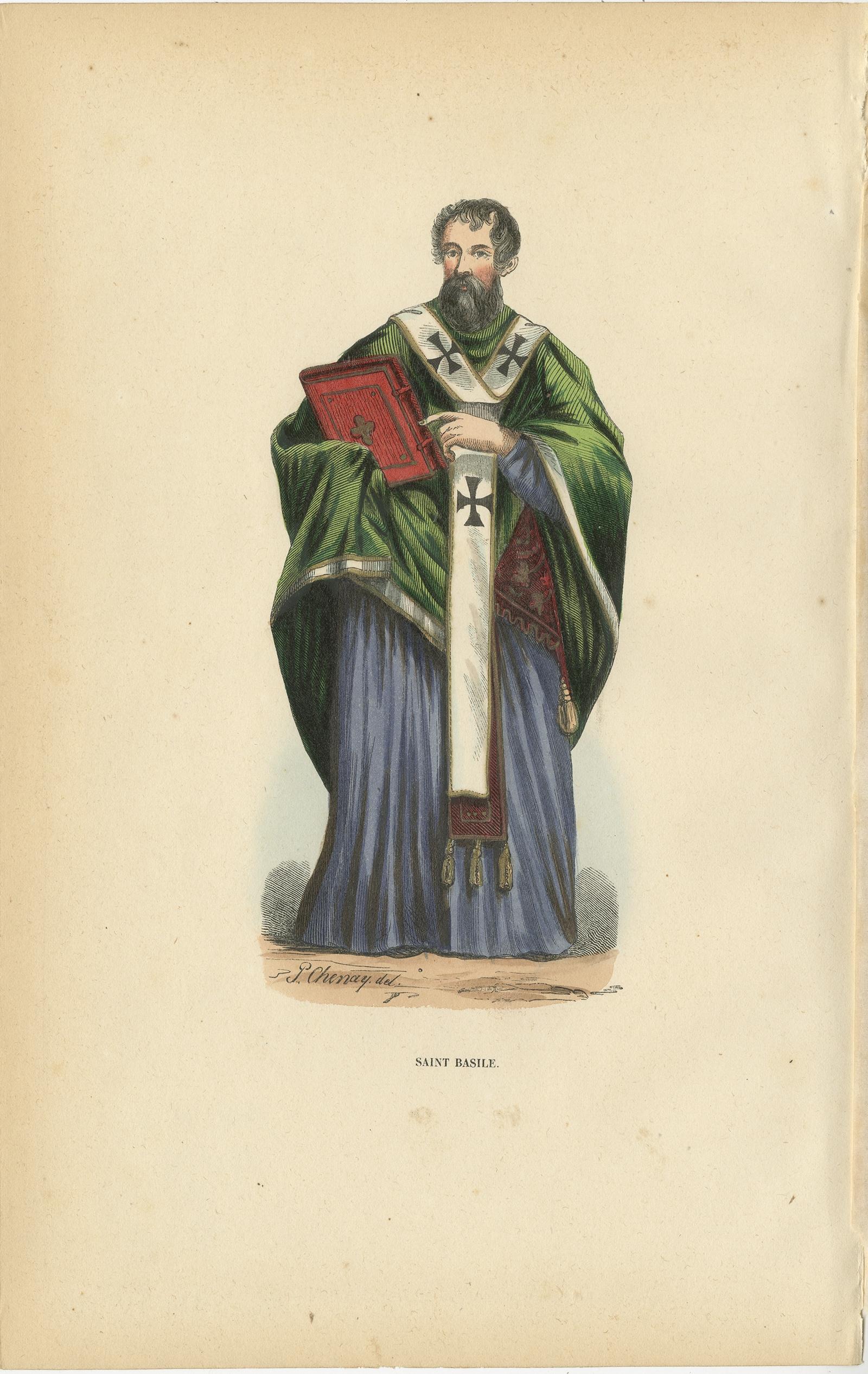 San Basilio, padre del monachesimo comunitario nella cristianità orientale, 1845 In condizioni buone in vendita a Langweer, NL