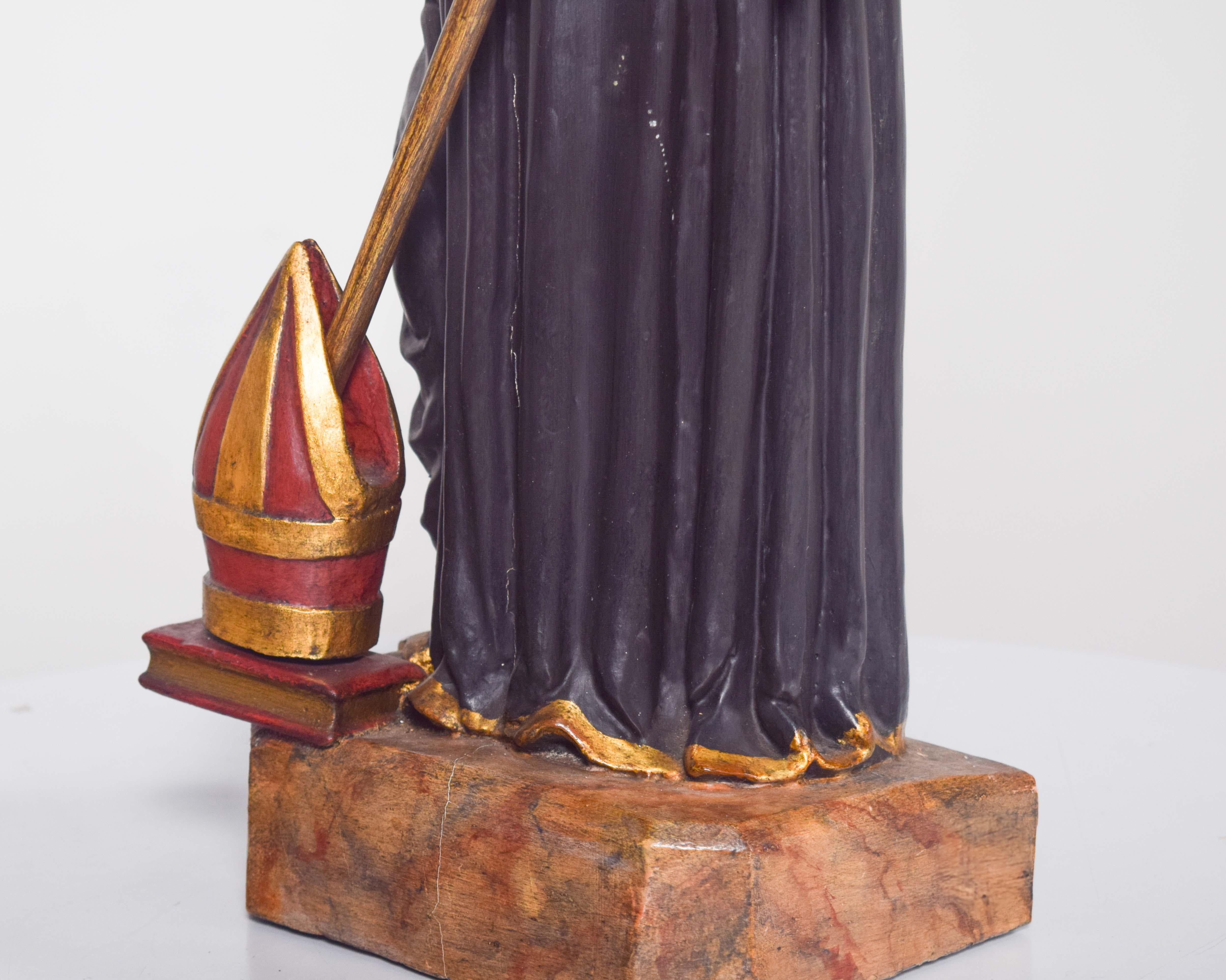 XIX secolo Scultura in legno di San Benedetto in vendita