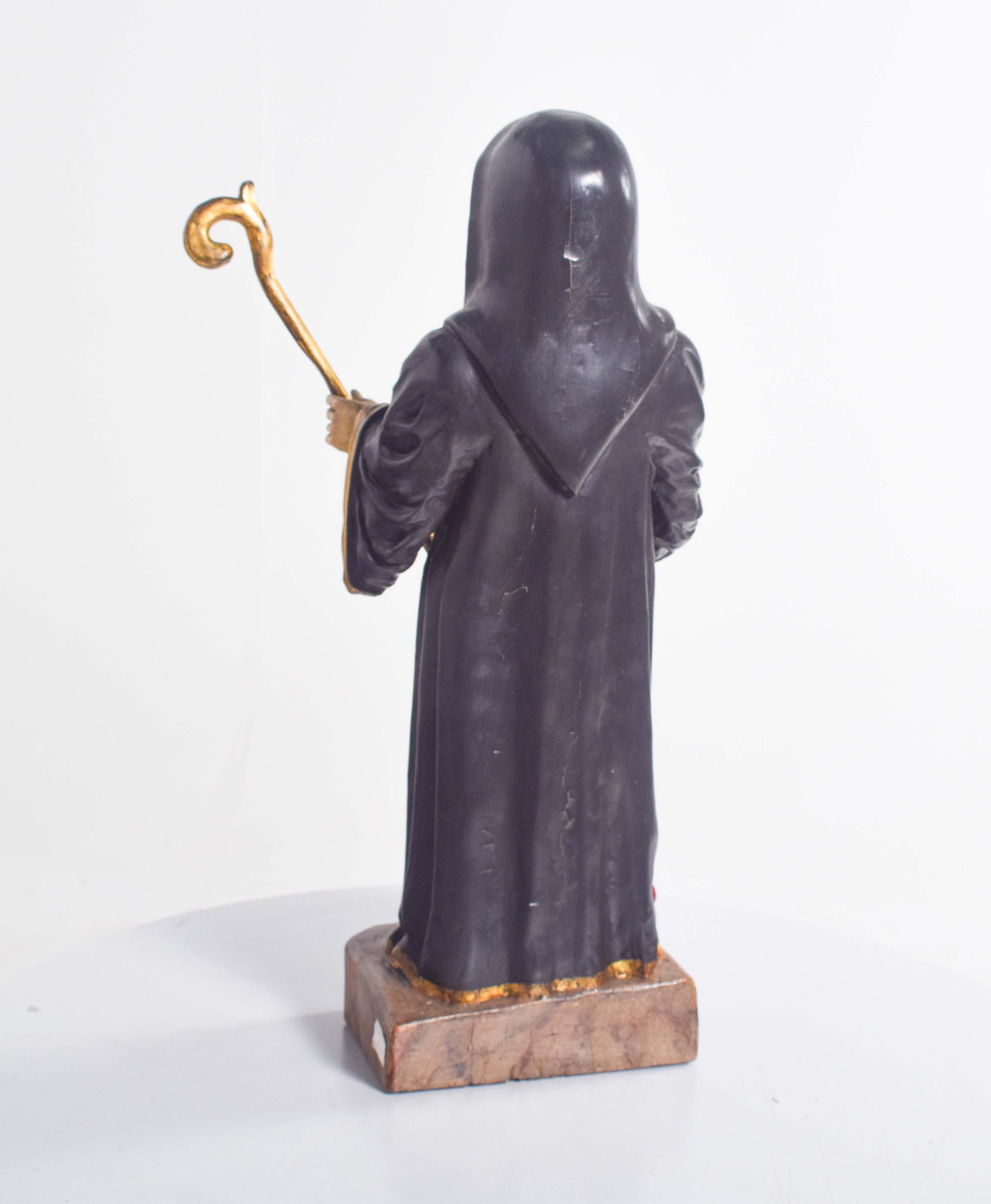 Scultura in legno di San Benedetto in vendita 1