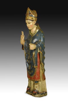 Saint Blaise, Carved, Polychrome and Gilded Wood, Castilian School, 14th Century