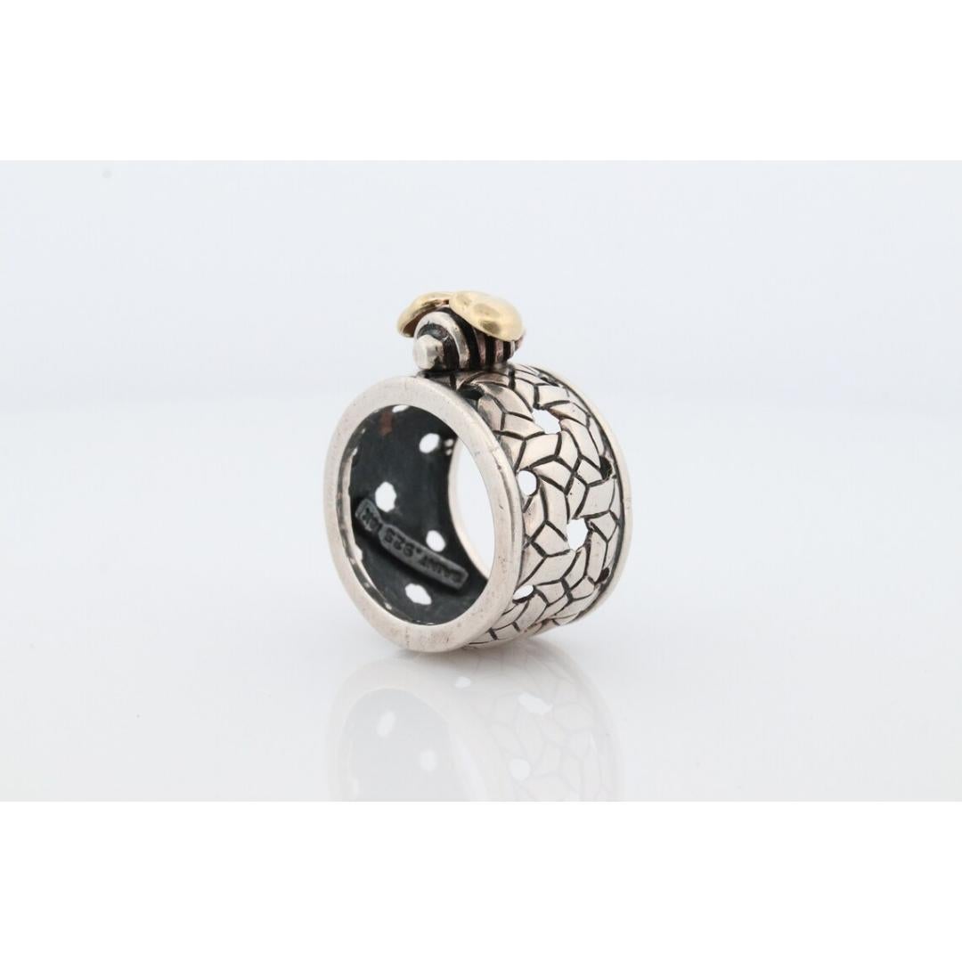 Saint by Sarah Jane 18k and Sterling Silver Bee wide Band. Bumblebee ring In Good Condition For Sale In Port Charlotte, FL