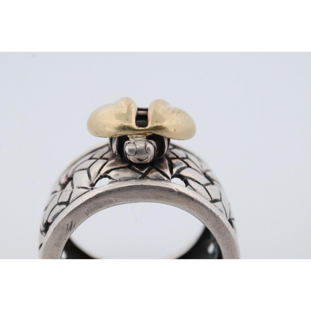 Saint by Sarah Jane 18k and Sterling Silver Bee wide Band. Bumblebee ring For Sale 1