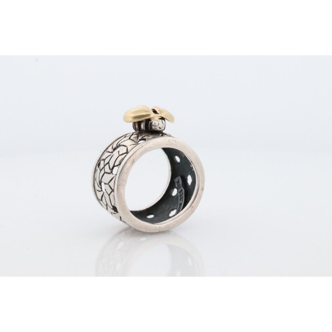 Saint by Sarah Jane 18k and Sterling Silver Bee wide Band. Bumblebee ring For Sale 2