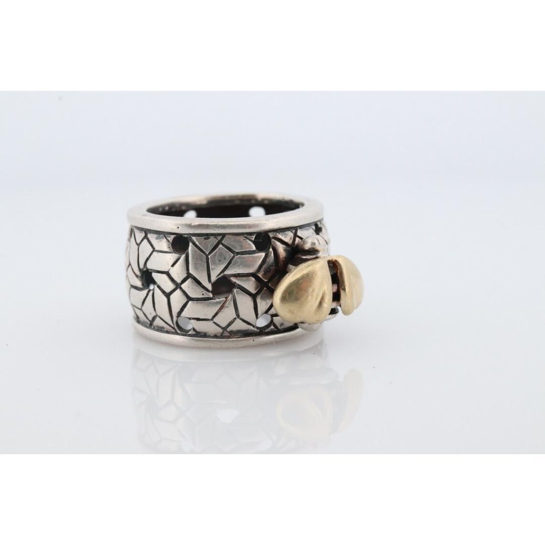 Saint by Sarah Jane 18k and Sterling Silver Bee wide Band. Bumblebee ring For Sale 3