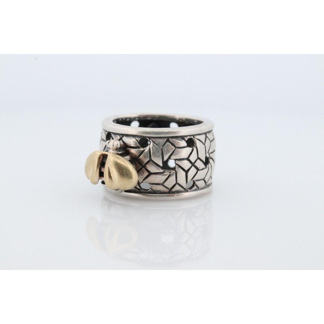 Saint by Sarah Jane 18k and Sterling Silver Bee wide Band. Bumblebee ring For Sale 5