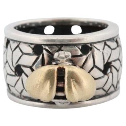 Saint by Sarah Jane 18k and Sterling Silver Bee wide Band. Bumblebee ring For Sale