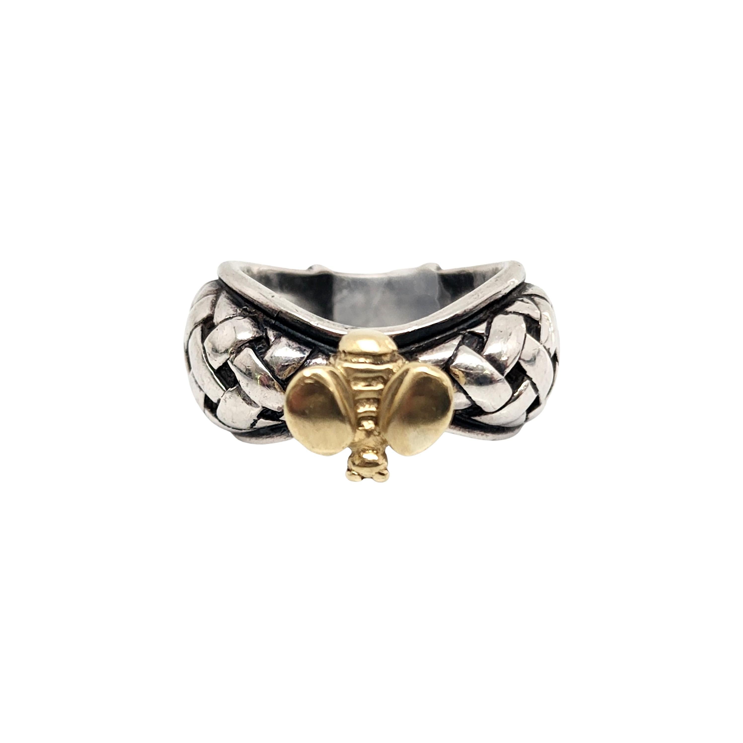 Saint by Sarah Jane Sterling Silver 18K Yellow Gold Allister Bee Ring Size 6 1/2 For Sale 2