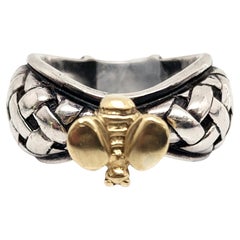 Saint by Sarah Jane Sterling Silver 18K Yellow Gold Allister Bee Ring Size 6 1/2