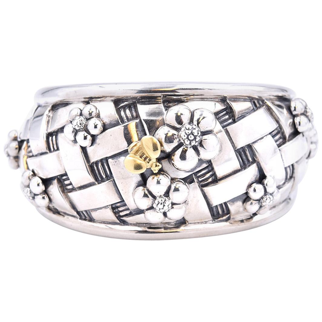 Saint by Sarah Jane Sterling Silver and 18 Karat Yellow Gold Bee Cuff Bracelet