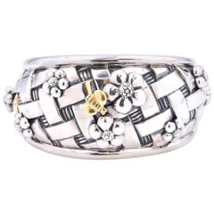 Saint by Sarah Jane Sterling Silver and 18 Karat Yellow Gold Bee Cuff Bracelet