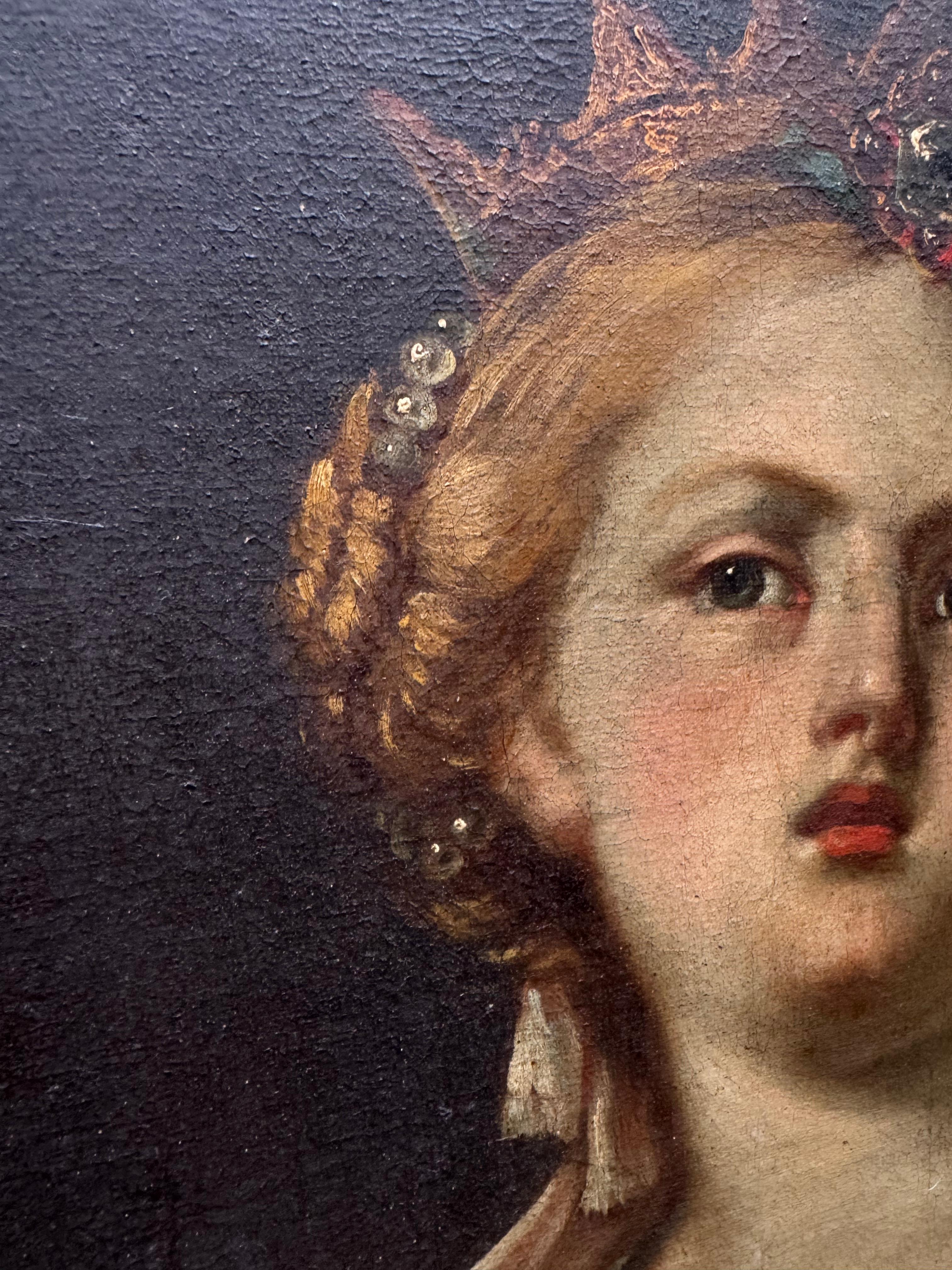 Saint Catherine of Alexandria, European School, Circa Late 17th to Early 18th Ct en Bastante bueno estado para la venta en Rio De Janeiro, BR
