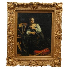 Santa Caterina d'Alessandria Ritratto Pittura ad olio (After) Caravaggio 28"