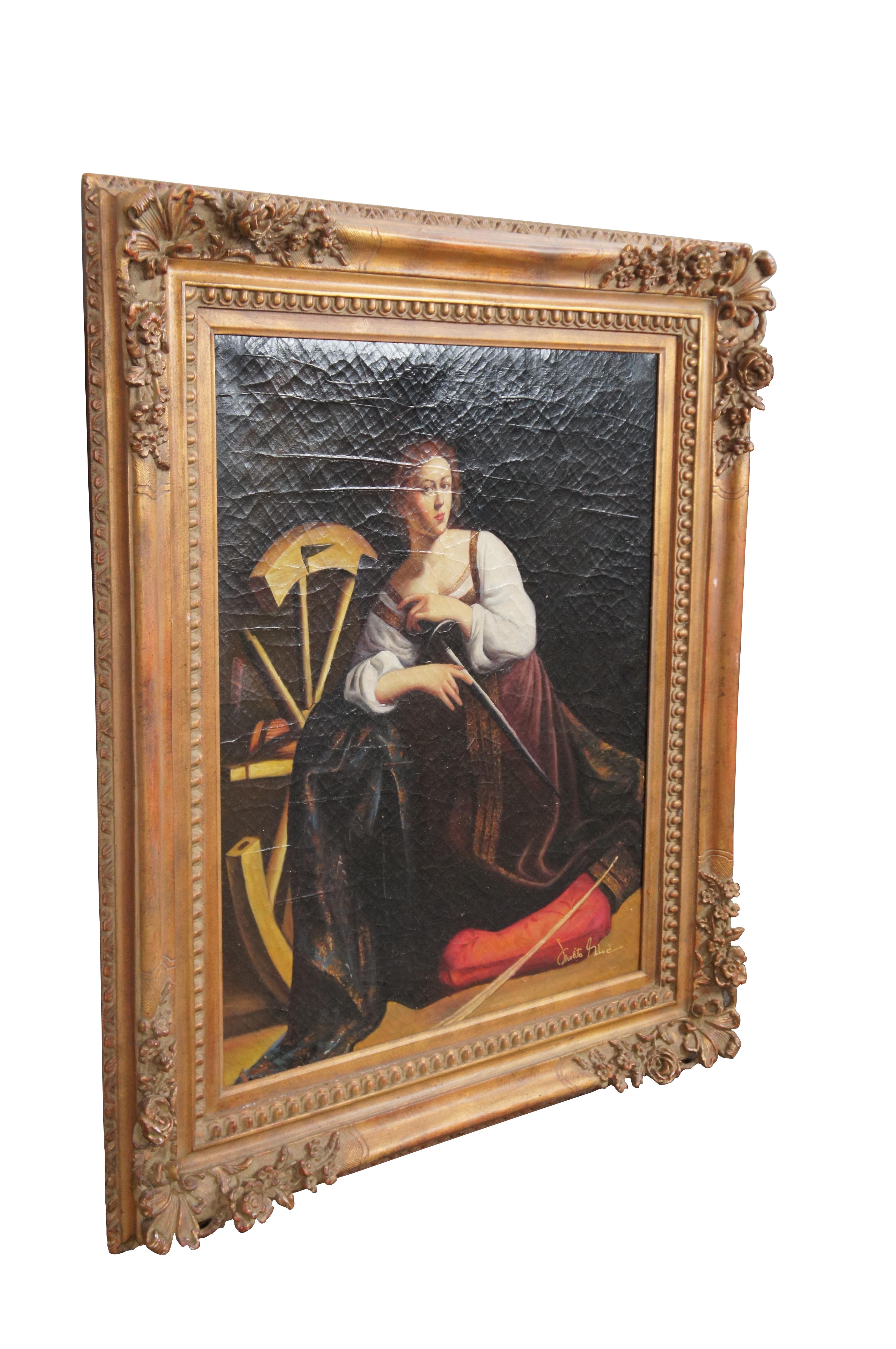 Saint Catherine of Alexandria Portrait Oil Painting After Caravaggio 40 ...