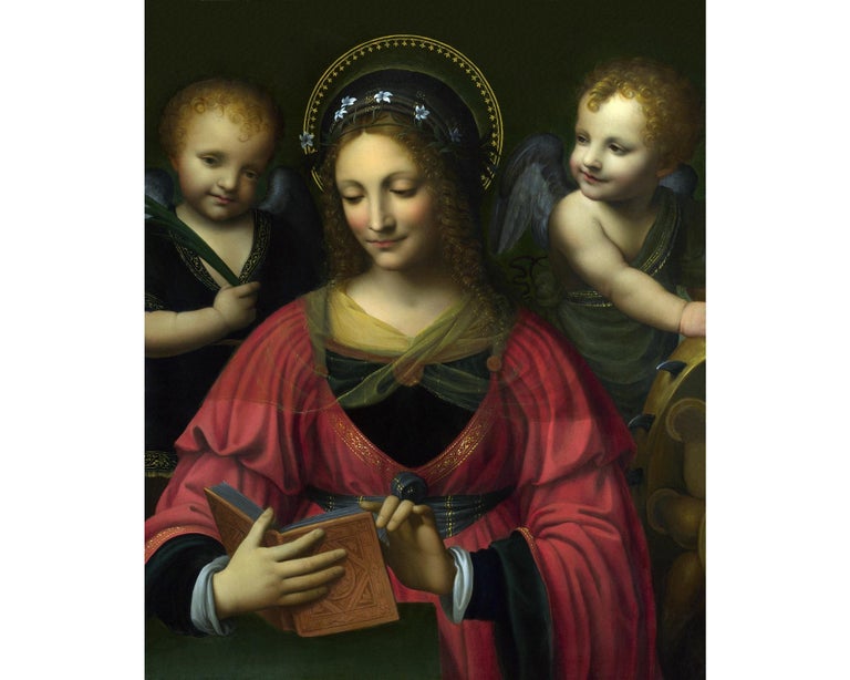 Saint Catherine with Angels, after Renaissance Oil Painting by ...