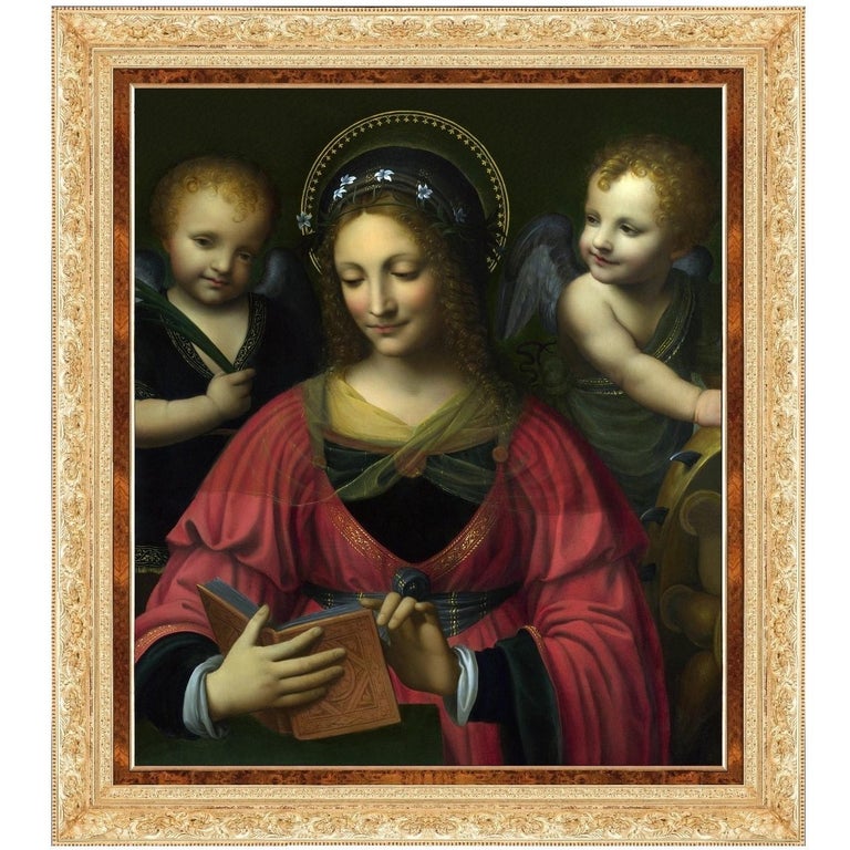 Saint Catherine with Angels, after Renaissance Oil Painting by ...