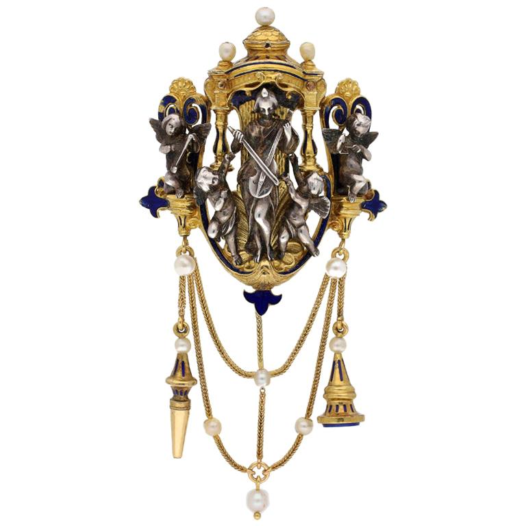 Saint Cecelia Chatelaine Pendant by Froment-Meurice, French, circa 1850 For Sale