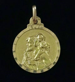 Breloque Saint Christophe en or jaune 18 carats Art Nouveau Paul Brandt
