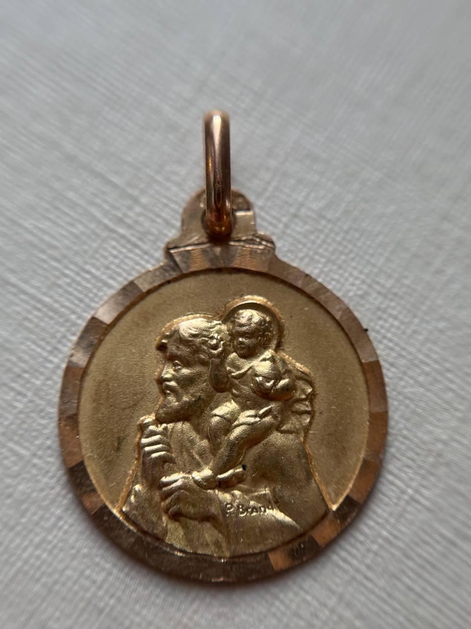 Ciondolo Saint Christophe in oro giallo 18 ct Art Paul Brandt in vendita 1