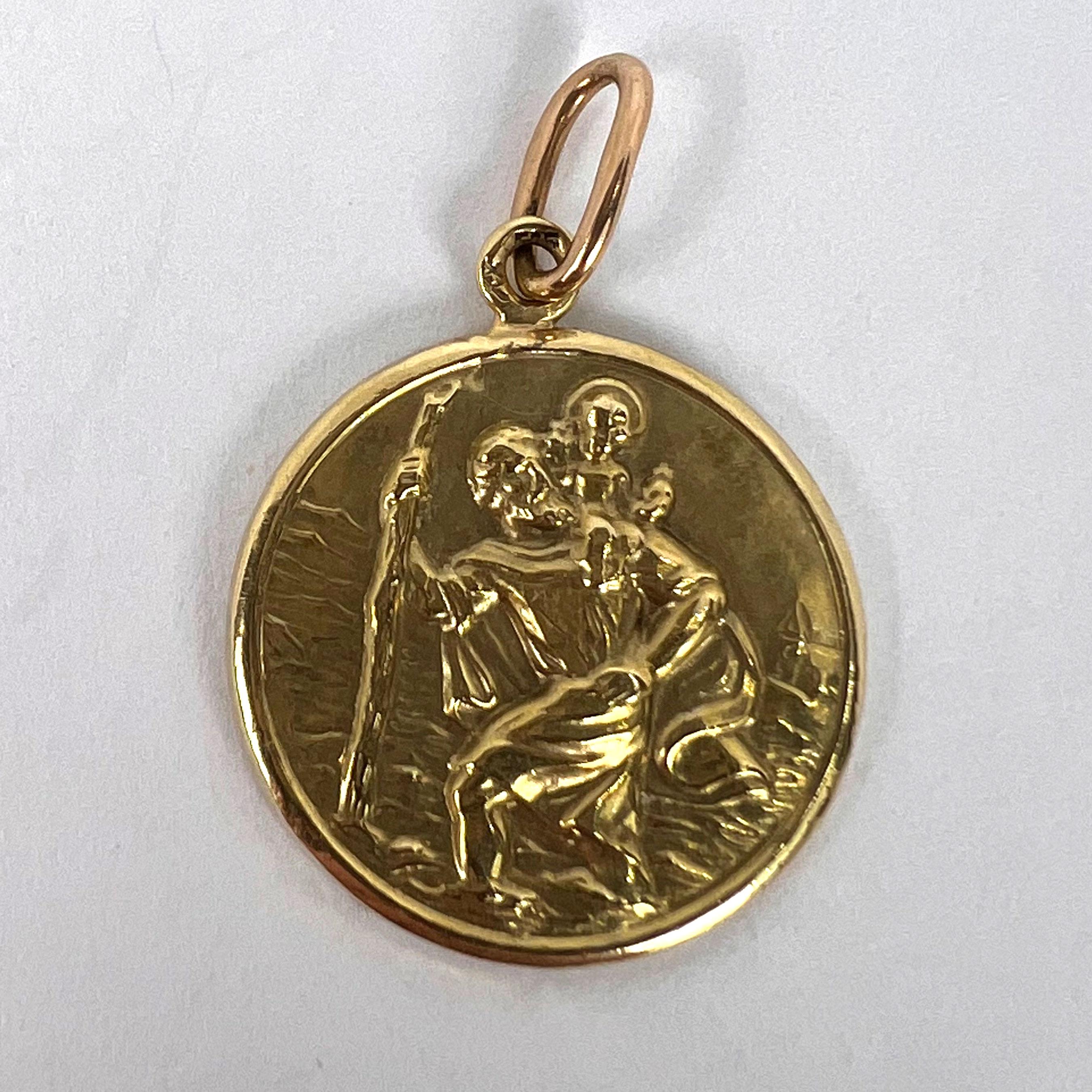 Pendentif breloque Saint Christopher en or jaune 14K  en vente 8