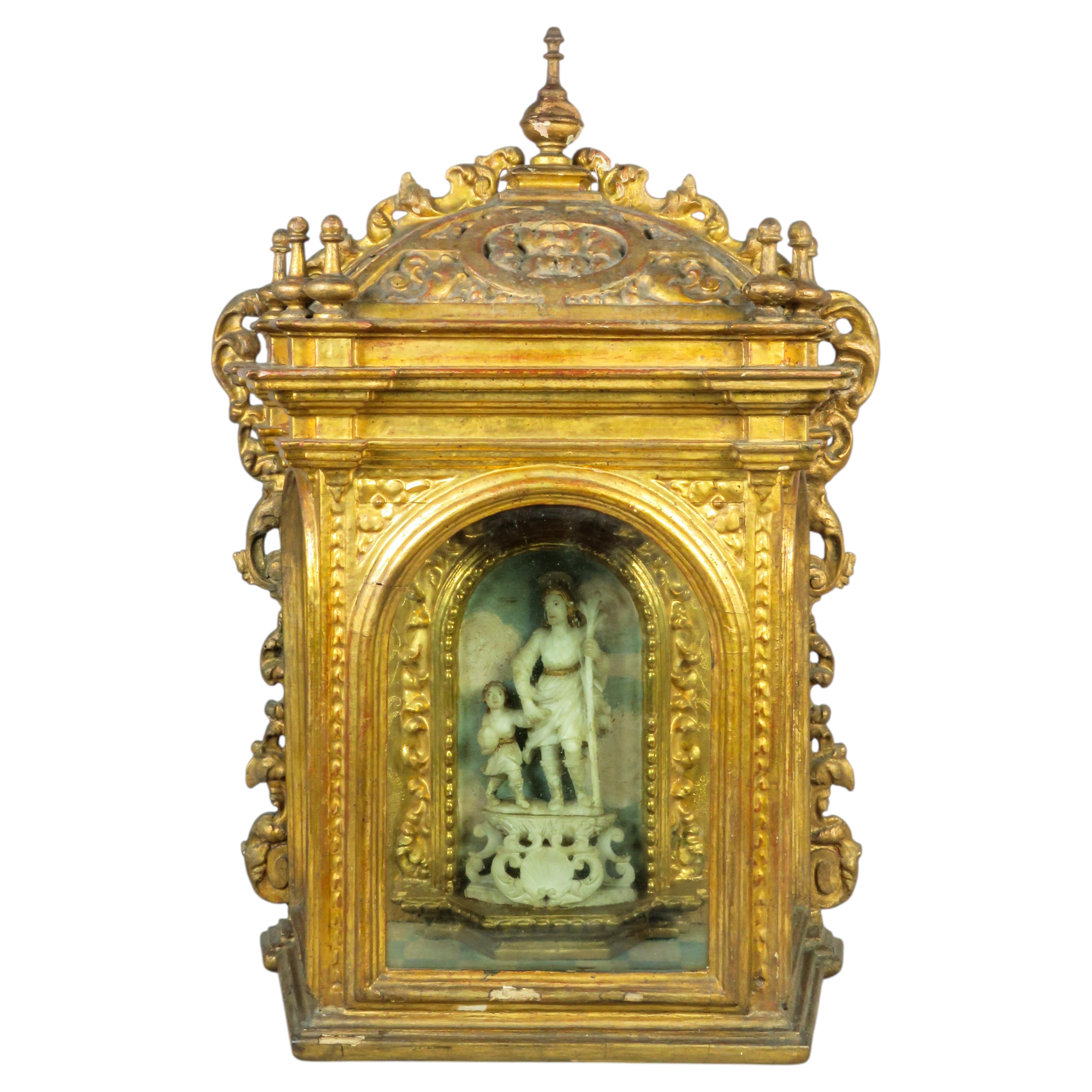 Saint Christopher, Italian alabaster sculpture from Trapani For Sale