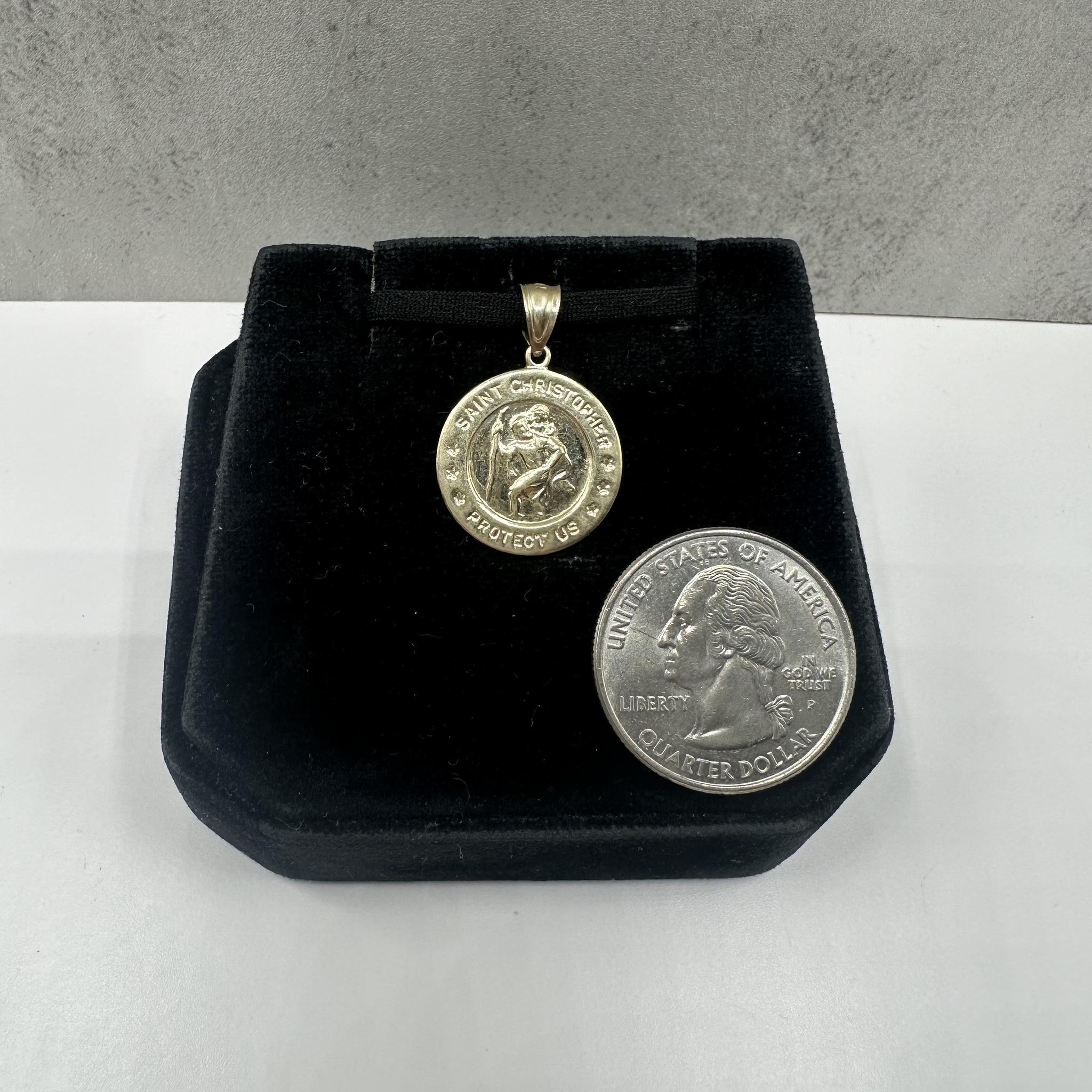 Pendentif Saint Christophe en or jaune 14kt - 2.04g, Brushed Back, New Unisexe en vente