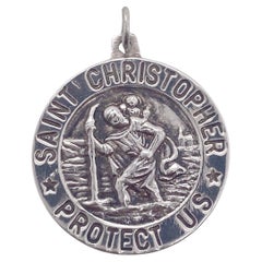 Saint Christopher Pendant, Sterling Silver Religious Medal 925 Sterling Silver