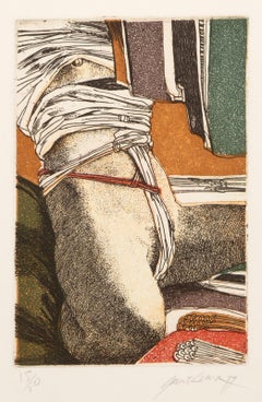 Bondaged Woman, Surrealist Etching and Aquatint by Saint Clair Cemin
