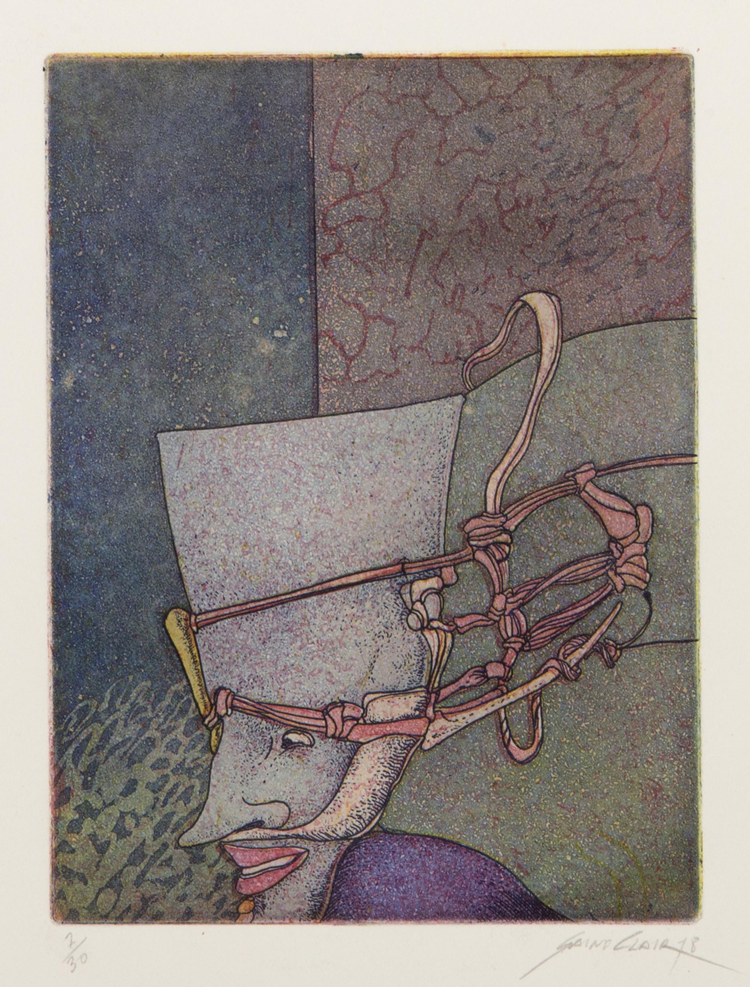 Saint Clair Cemin, brasiliano (1951 - ) -  Dream Catcher, Anno: 1978, Medium: Acquaforte e Acquatinta su Arches, firmata, numerata e datata a matita, Edizione: 2/30, Dimensioni immagine: 6,25 x 4,75 pollici, Dimensioni: 13,5 x 10,25 pollici (34,29 x