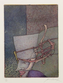 Catcher du rêve, eau-forte et aquatinte surréaliste de Saint Clair Cemin