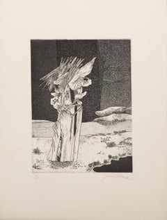 Grim Reaper, Surrealistische Radierung und Aquatinta von Saint Clair Cemin