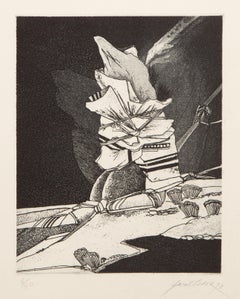Fondo marino, aguafuerte y aguatinta surrealistas de Saint Clair Cemin
