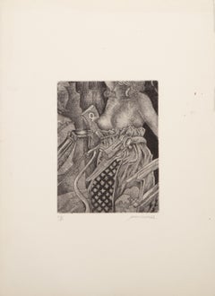Woman Topless Woman, eau-forte et aquatinte surréaliste de Saint Clair Cemin