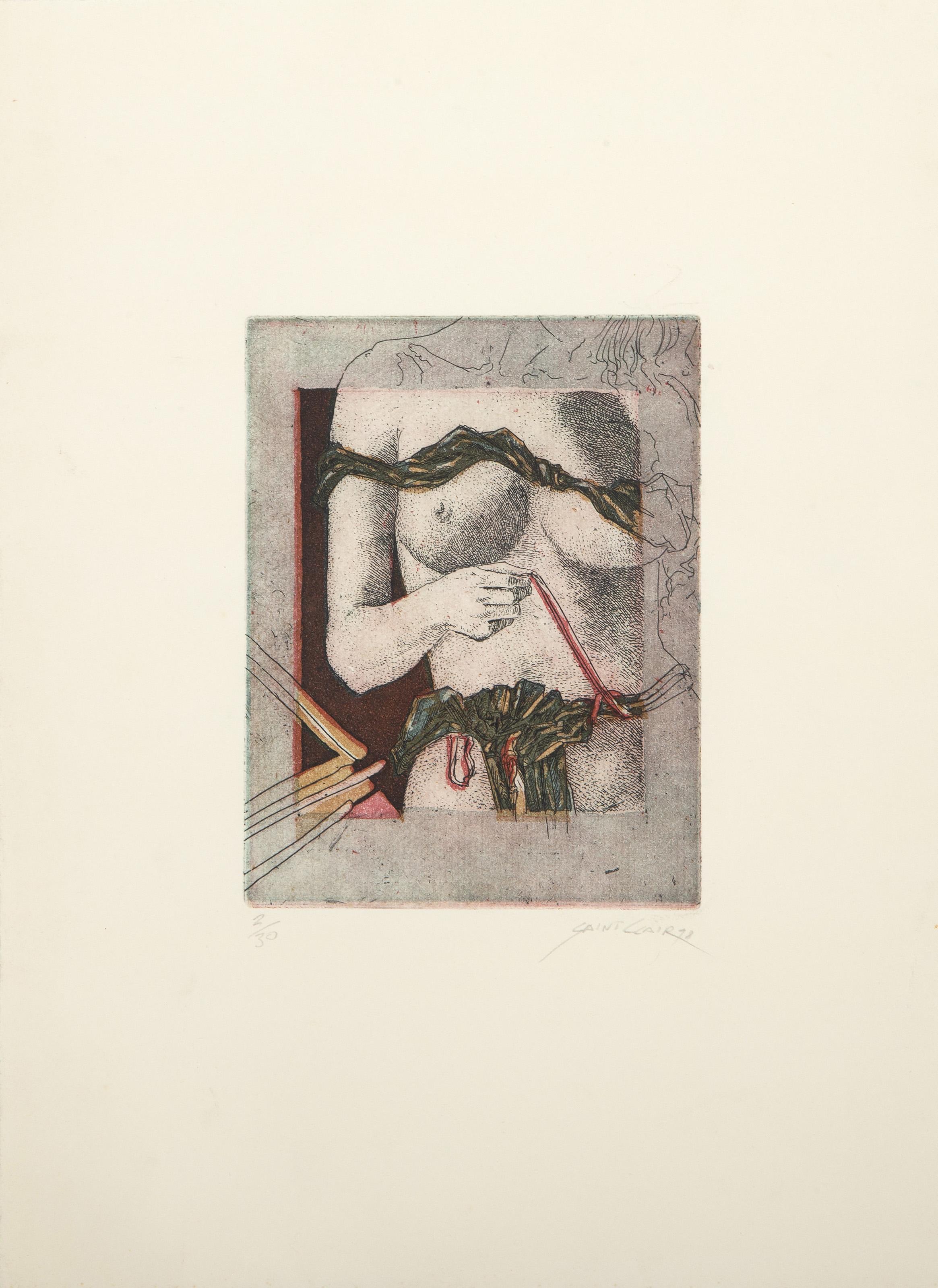 Dentro de ti IV, aguafuerte y aguatinta surrealistas de Saint Clair Cemin en venta 1