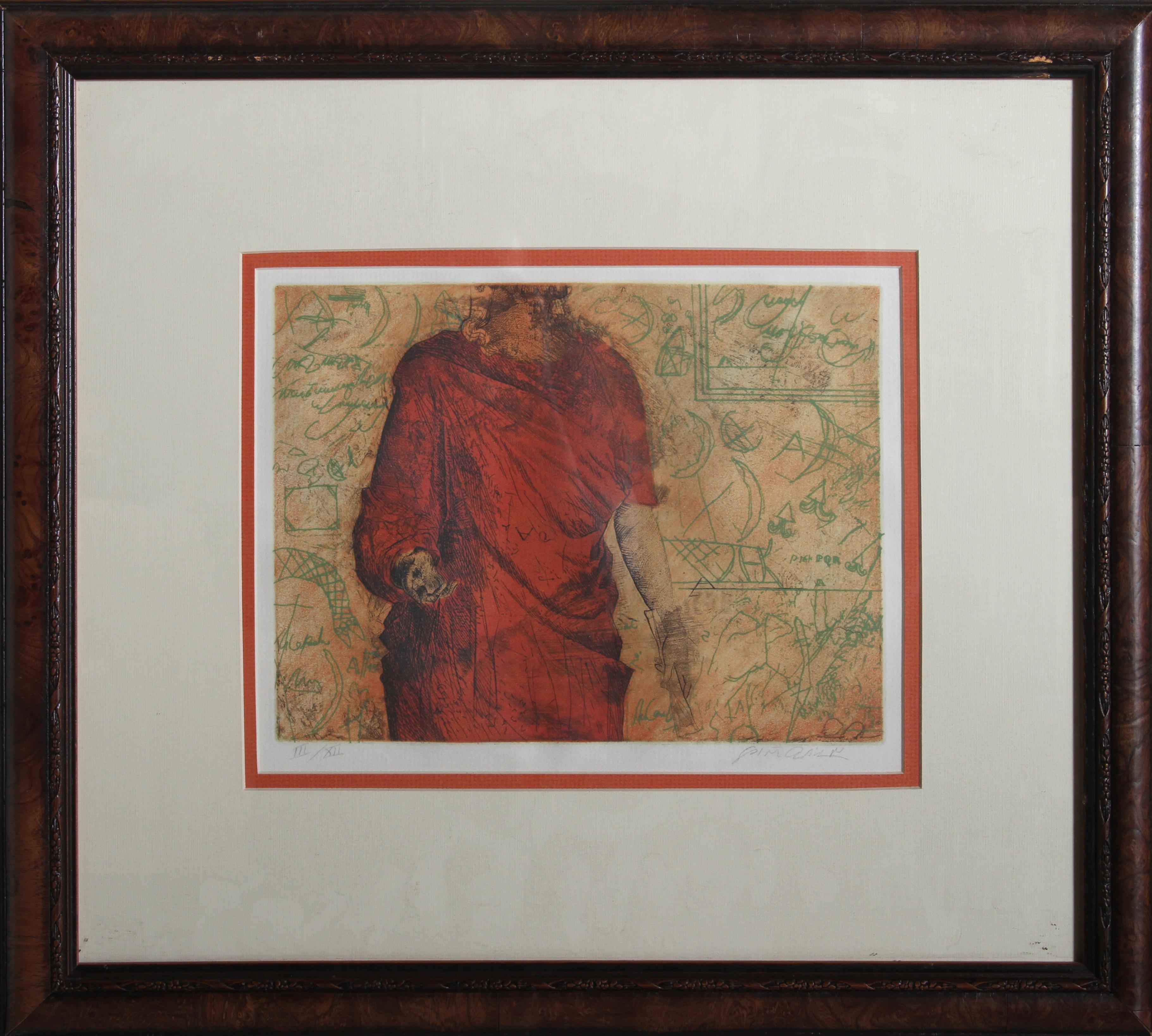 Woman in Red, Etching and Aquatint by Saint Clair Cemin