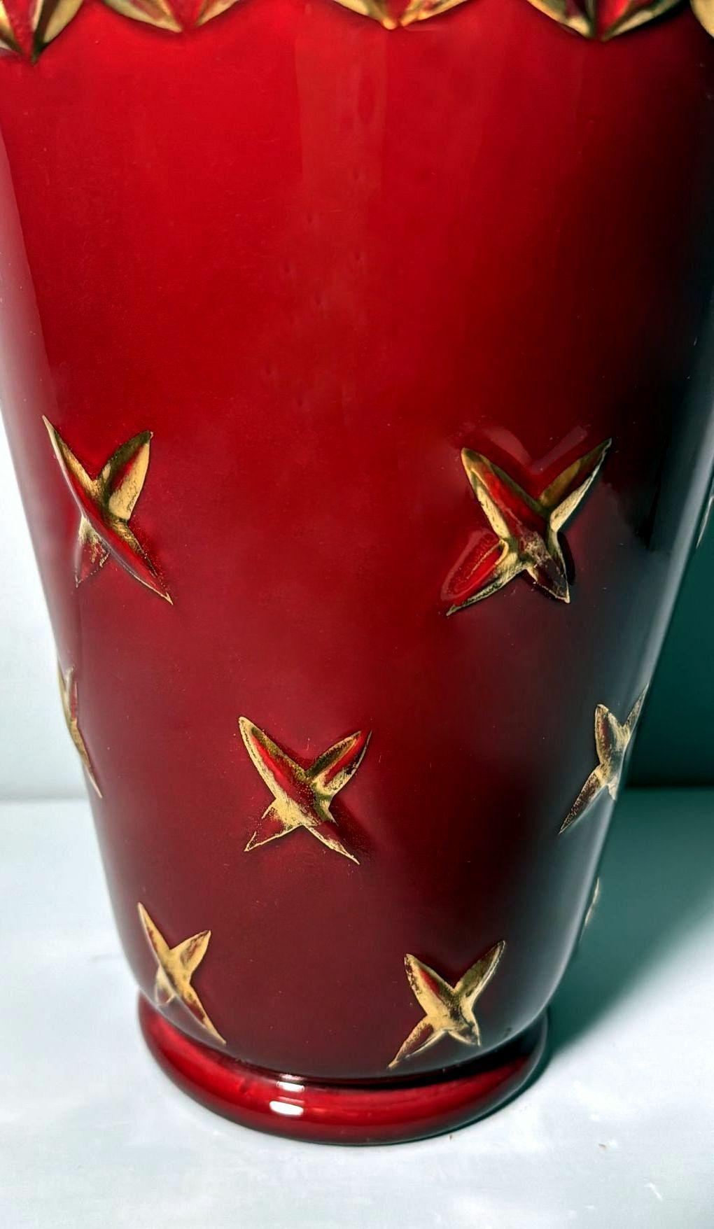 Saint Clement Blanche Letalle French Art Deco Vase In Ceramic And Pure Gold For Sale 5