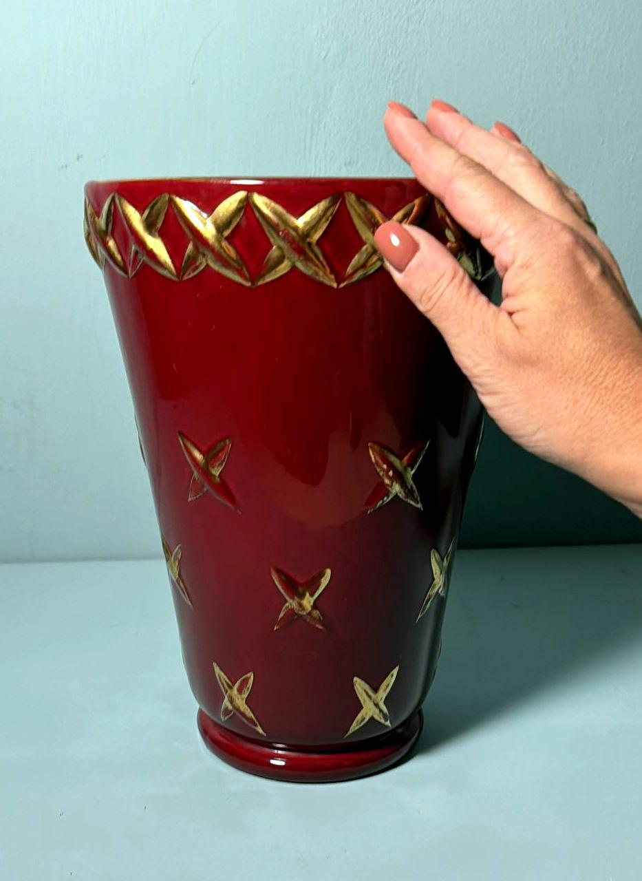 Saint Clement Blanche Letalle French Art Deco Vase In Ceramic And Pure Gold For Sale 12