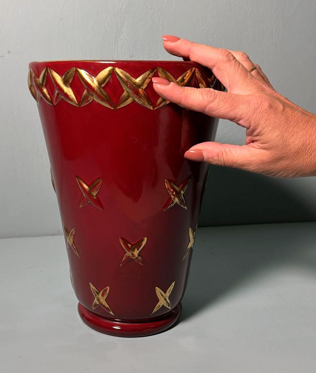 Saint Clement Blanche Letalle French Art Deco Vase In Ceramic And Pure Gold For Sale 13
